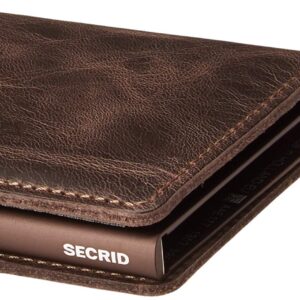 Secrid - Slim Wallet Genuine Vintage Leather RFID Safe Card Case for max 12 Cards (Chocolate) (Chocolate)