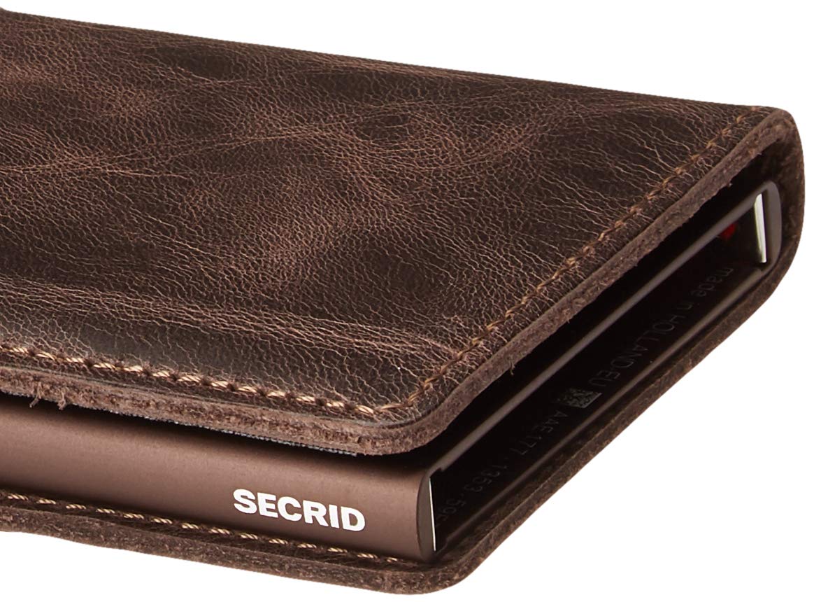 Secrid - Slim Wallet Genuine Vintage Leather RFID Safe Card Case for max 12 Cards (Chocolate) (Chocolate)