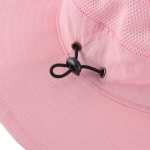 Home Prefer Womens Sun Hat Lightweight Mesh Bucket Hat UPF50+ Wide Brim Sun Protection Caps Pink