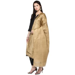 DUPATTA BAZAAR Women's Gold Cotton Silk Dupatta