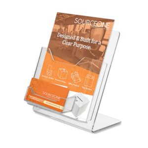 Source One Deluxe Counter Top Clear Acrylic Greeting Card Display with Gift Card Holder 5 Inch Wide