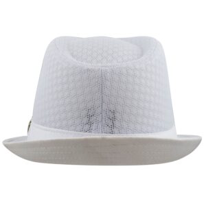 The Hat Depot Light Weight Classic Soft Cool Mesh Crushable Fedora hat (L/XL, White)