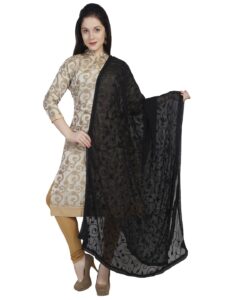 dupatta bazaar woman's embroidered black chiffon dupatta with lace border