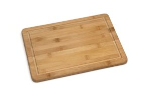 lipper international bamboo wood kitchen cutting and serving board with non-slip cork backing, medium, 13-3/4" x 9-3/4" x 5/8"