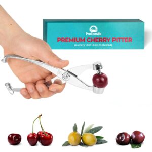 protensils cherry pitter tool pit remover with locking mechanism | cherry picker | cherry seed remover for baking, olive pitter kitchen accessories | cherry pitter machine for making cherry dishes