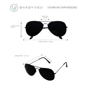 ShadyVEU Super Dark Lens Pilot Sunglasses Retro UV400 Blackout Classic Metal Frame Shades (Black Frame, Super Dark Black Lens)