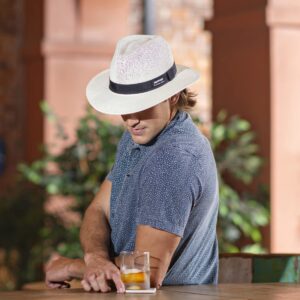 Panama Jack Original Matte Toyo Straw Men's Sun Safari Hat (Ivory, Small/Medium)