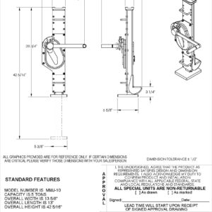 Vestil MMJ-10 Mechanical Machinery Jack 13 in. x 13-5/8 in. x 42-5/16 in. 10,000 Lb. Capacity Blue