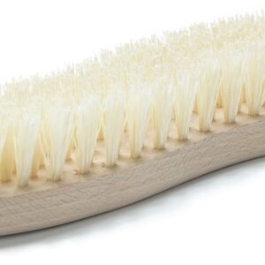 Konex Stiff Bristle Brush - Heavy Duty Scrub Brush with Old-Fashioned Light Wood Design, Curved for Bathtubs, Wall and Floor Tiles - Wooden Scrub Brush for Grime and Mildew Removal (S-Shaped)