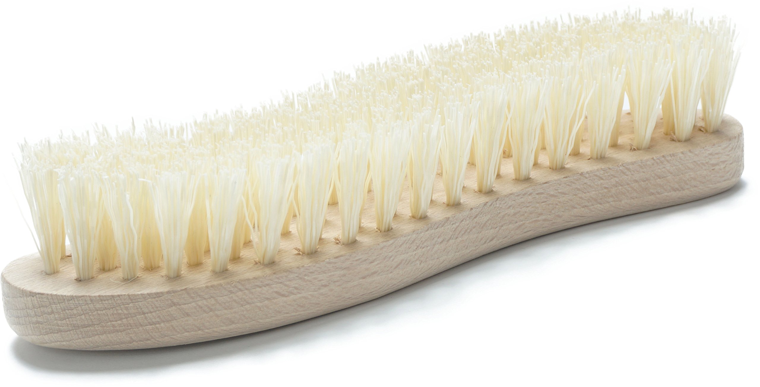 Konex Stiff Bristle Brush - Heavy Duty Scrub Brush with Old-Fashioned Light Wood Design, Curved for Bathtubs, Wall and Floor Tiles - Wooden Scrub Brush for Grime and Mildew Removal (S-Shaped)