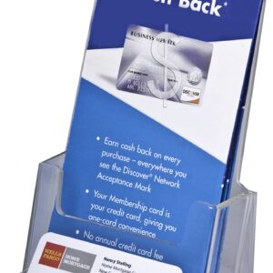 Clear-Ad - Acrylic Trifold Brochure Holder with Business Card Pocket - Rack Card Display - Pamphlet Stand - LHF-P100 (Single Pack)