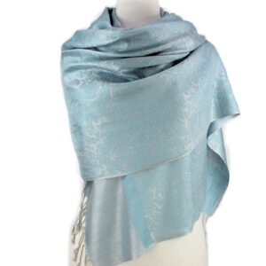 PASKMLNA Paisley Jacquard Pashmina Shawl Wrap Scarf Stole (Skyblue01890)