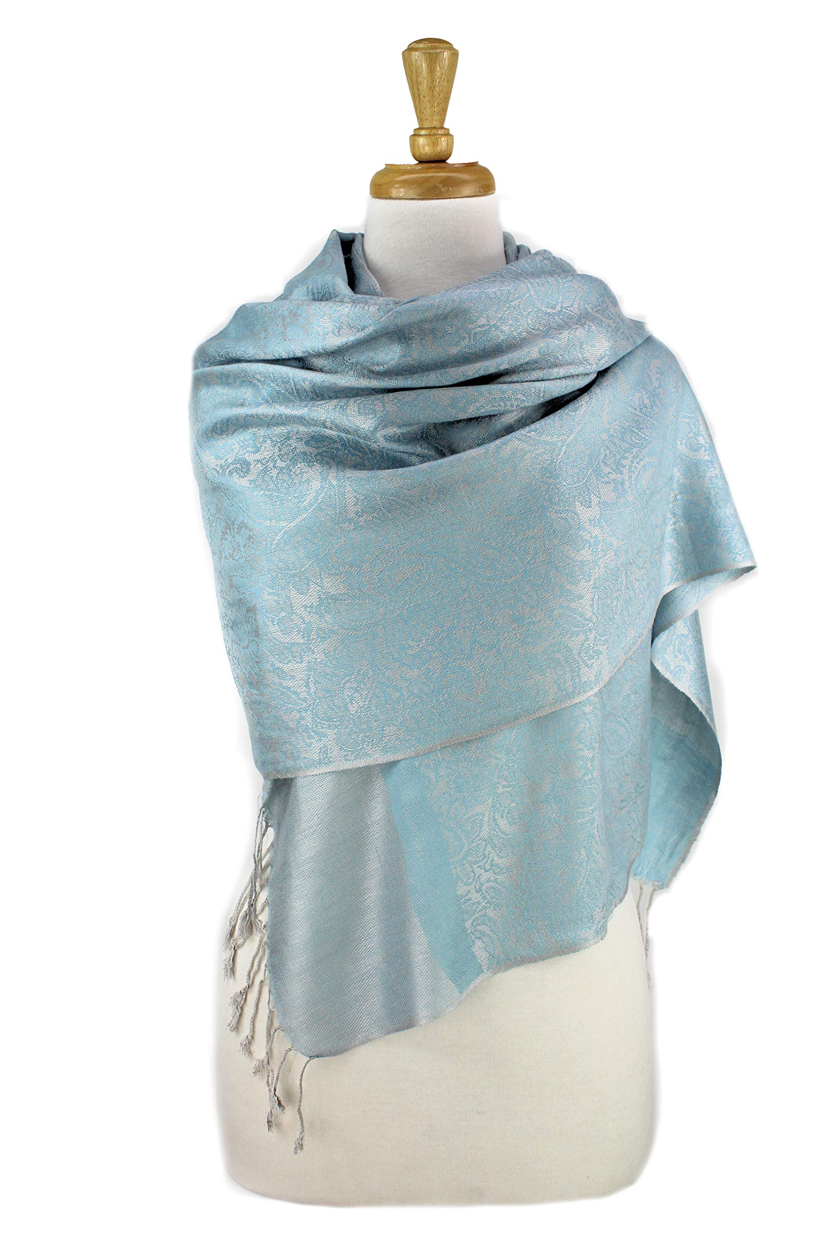 PASKMLNA Paisley Jacquard Pashmina Shawl Wrap Scarf Stole (Skyblue01890)