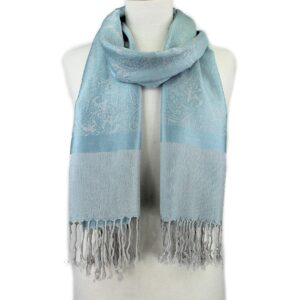 PASKMLNA Paisley Jacquard Pashmina Shawl Wrap Scarf Stole (Skyblue01890)