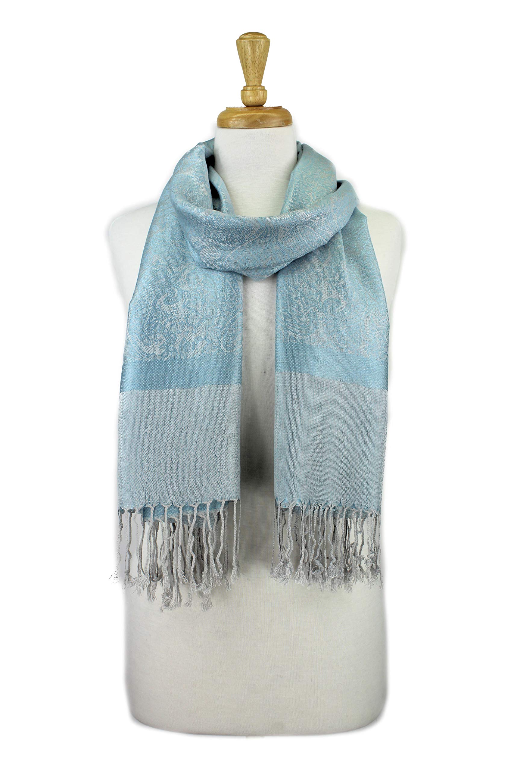 PASKMLNA Paisley Jacquard Pashmina Shawl Wrap Scarf Stole (Skyblue01890)