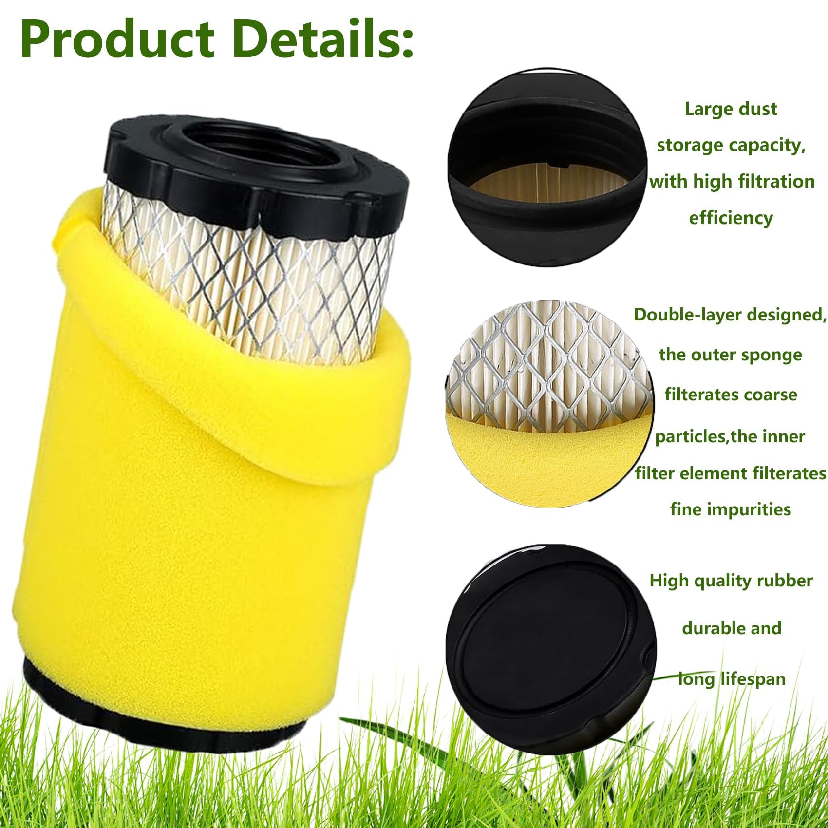 Podoy 796031 Air Filter for Compatible with Briggs and Stratton with Pre Filter 797704 594201 591334 796031 MIU13038 GY21435 MIU13963 Lawn Mower