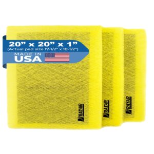 rayair supply 20x20 replacement filter pads designed to fit micropower guard air cleaner 20x20 refills (3 pack) yellow