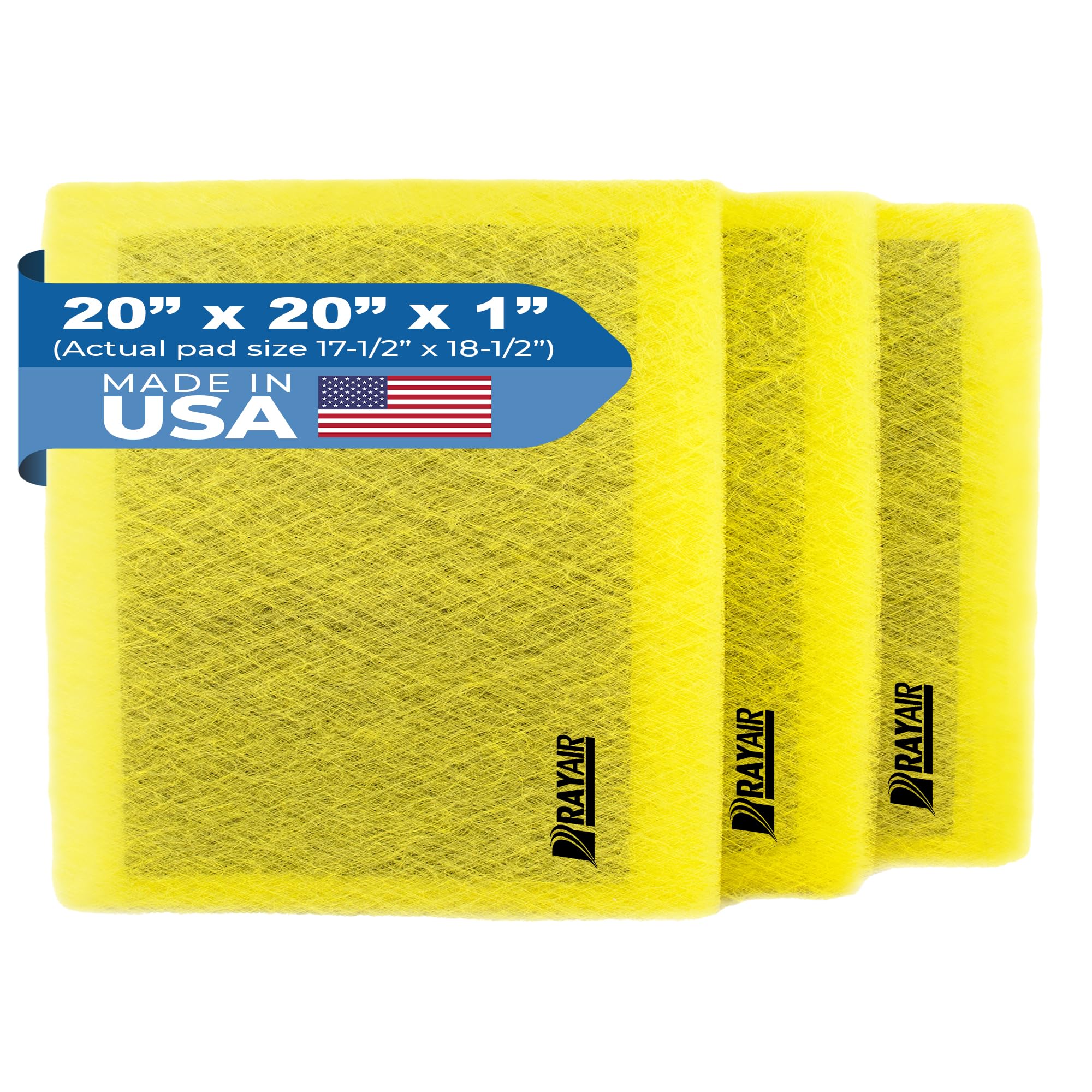 RAYAIR SUPPLY 20x20 Replacement Filter Pads Designed to Fit MicroPower Guard Air Cleaner 20x20 Refills (3 Pack) YELLOW