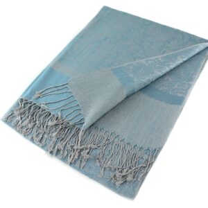 PASKMLNA Paisley Jacquard Pashmina Shawl Wrap Scarf Stole (Skyblue01890)