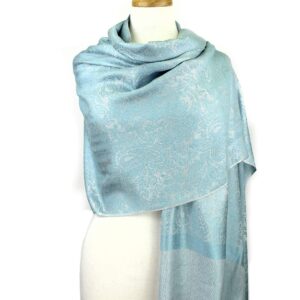 PASKMLNA Paisley Jacquard Pashmina Shawl Wrap Scarf Stole (Skyblue01890)