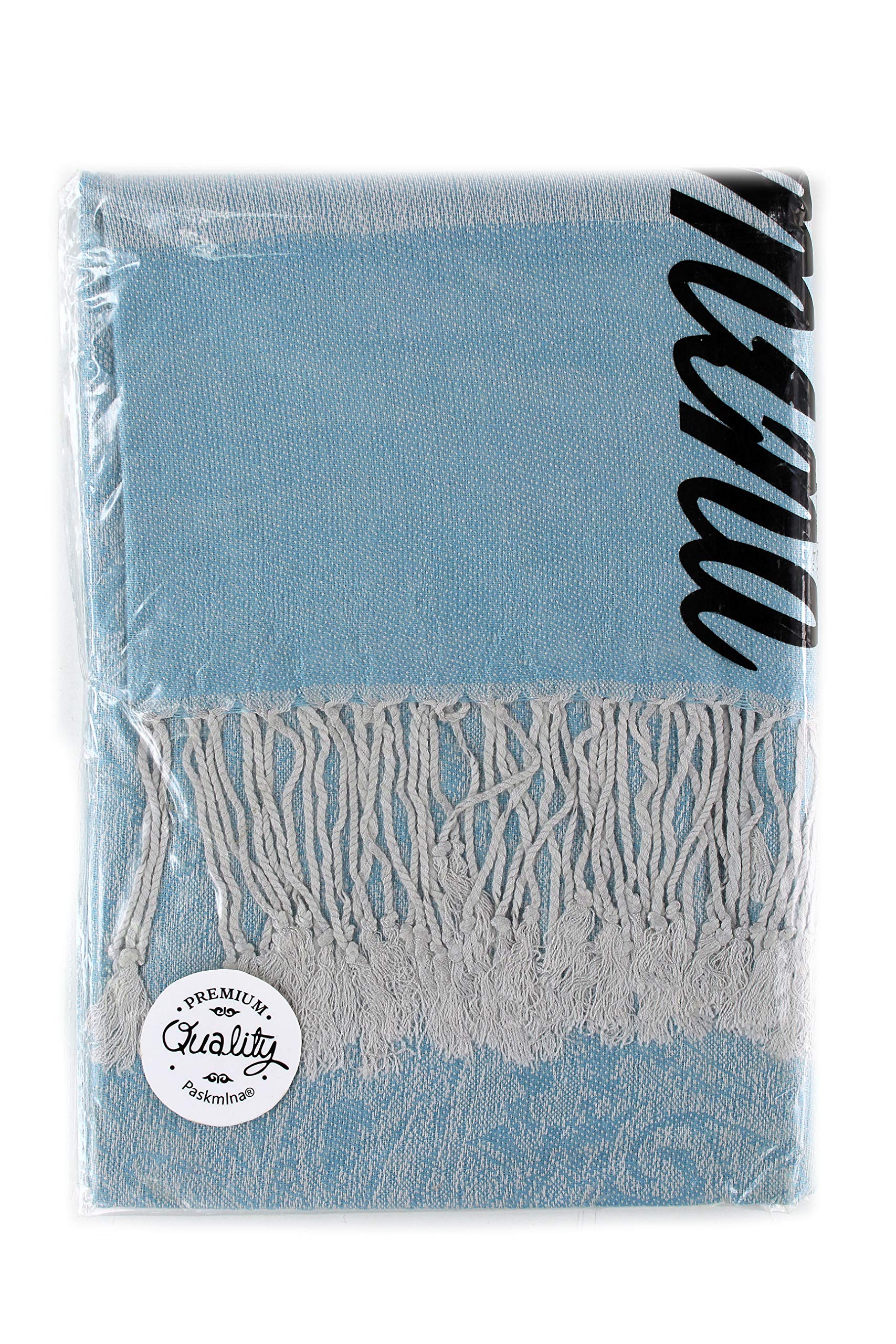 PASKMLNA Paisley Jacquard Pashmina Shawl Wrap Scarf Stole (Skyblue01890)