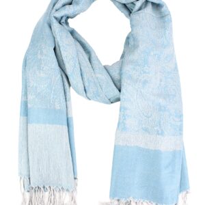 PASKMLNA Paisley Jacquard Pashmina Shawl Wrap Scarf Stole (Skyblue01890)