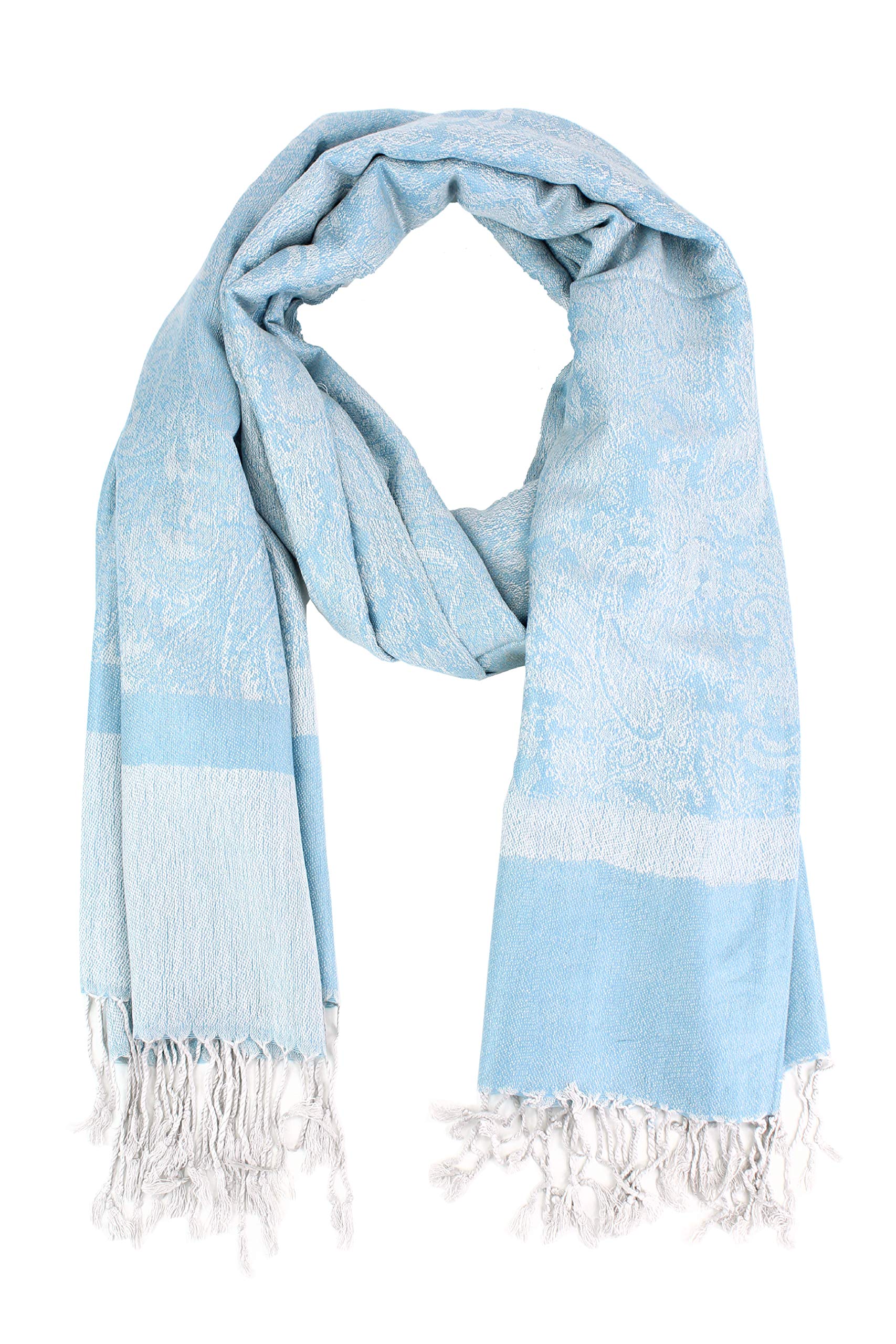 PASKMLNA Paisley Jacquard Pashmina Shawl Wrap Scarf Stole (Skyblue01890)