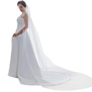 SAMKY 1T 1 Tier Plain Cut Edge Bridal Wedding Veil - Light Ivory Elbow Length 30" V555