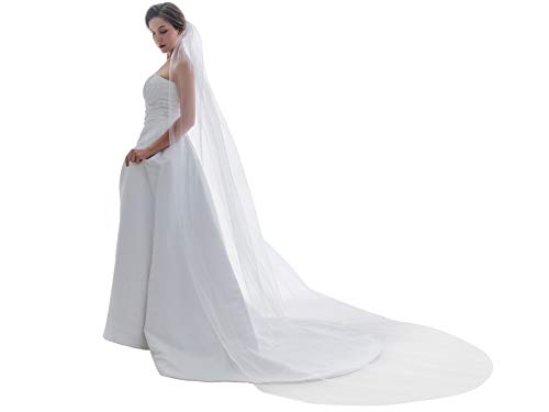 SAMKY 1T 1 Tier Plain Cut Edge Bridal Wedding Veil - Light Ivory Elbow Length 30" V555