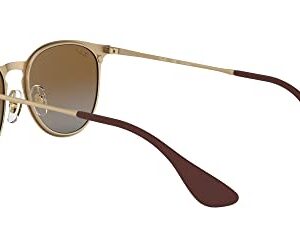 Ray-Ban RB3539 Erika Metal Round Sunglasses, Matte Gold/Polarized Grey Gradient Brown, 54 mm