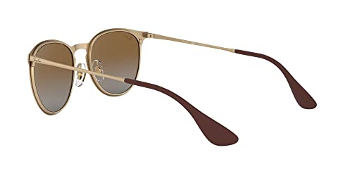 Ray-Ban RB3539 Erika Metal Round Sunglasses, Matte Gold/Polarized Grey Gradient Brown, 54 mm