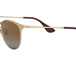 Ray-Ban RB3539 Erika Metal Round Sunglasses, Matte Gold/Polarized Grey Gradient Brown, 54 mm