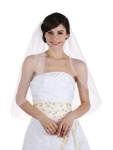 samky 1t 1 tier plain cut edge bridal wedding veil - light ivory elbow length 30" v555