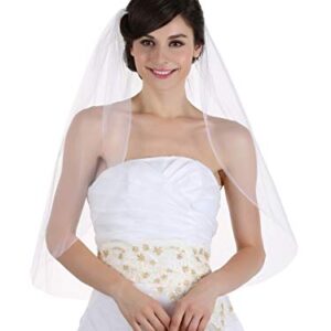 SAMKY 1T 1 Tier Plain Cut Edge Bridal Wedding Veil - Light Ivory Elbow Length 30" V555