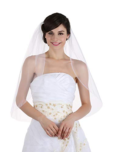 SAMKY 1T 1 Tier Plain Cut Edge Bridal Wedding Veil - Light Ivory Elbow Length 30" V555