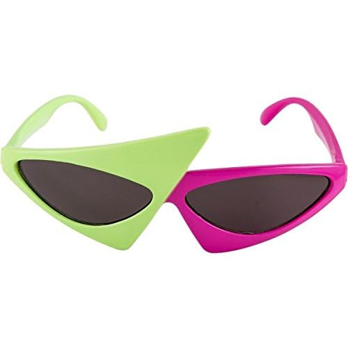 Quirky Green & Purple Plastic Asymmetric Glasses - 1 Pc. - Stand Out & Fashionable Eyewear - Ideal for Unique Costumes & Parties