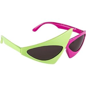 Quirky Green & Purple Plastic Asymmetric Glasses - 1 Pc. - Stand Out & Fashionable Eyewear - Ideal for Unique Costumes & Parties