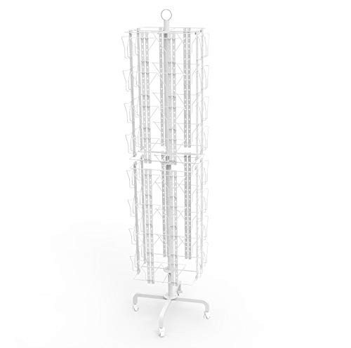 64 Adjustable Pockets Display Rack 5x7 7x5 up to 9.3" Wide X 8" Tall Cards, 1.27" deep Pockets, Double Tier Greeting Post Card Christmas Holiday Spinning Rack Stand Black 11603-M-DOUBLE-BLK-NF