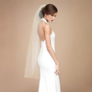 SAMKY 1T 1 Tier Plain Cut Edge Bridal Wedding Veil - Light Ivory Elbow Length 30" V555