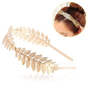 Toyvian Bridal Hair Crown Roman Goddess Leaf Branch Dainty Head Dress Boho (Gold)