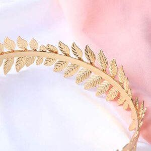 Toyvian Bridal Hair Crown Roman Goddess Leaf Branch Dainty Head Dress Boho (Gold)