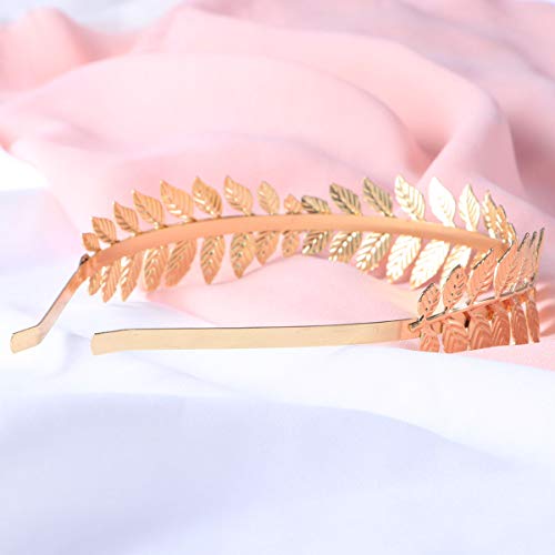 Toyvian Bridal Hair Crown Roman Goddess Leaf Branch Dainty Head Dress Boho (Gold)