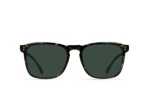 raen eyewear - men’s wiley sunglasses - lightweight square sunglasses with uva and uvb protection - brindle tortoise/green polarized - 54