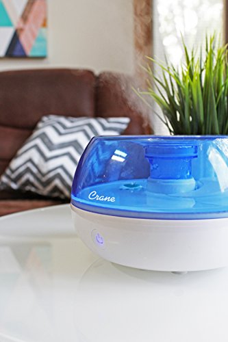 Crane Personal Ultrasonic Cool Mist Humidifier, for Home Bedroom Hotels Travel and Office, 0.2 Gallon, Filter Free, Blue and White