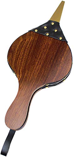 DYWISHKEY Wood Bellows, Fireplace Bellows 15.5 Inch x 7 Inch, Air Bellow Fireplace Blower Leather Bellows Fire Bellows for Fireplaces, BBQ and Camping, Bellow with Hanging Leather Strap (Brown)