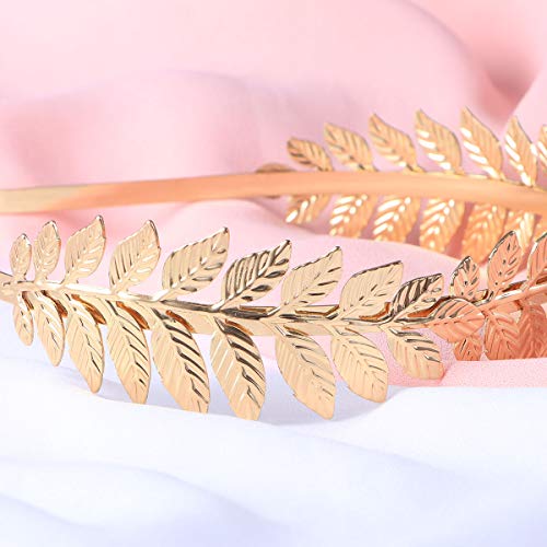 Toyvian Bridal Hair Crown Roman Goddess Leaf Branch Dainty Head Dress Boho (Gold)