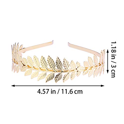 Toyvian Bridal Hair Crown Roman Goddess Leaf Branch Dainty Head Dress Boho (Gold)