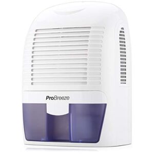 pro breeze electric mini dehumidifier, 2200 cubic feet (250 sq ft), compact and portable for high humidity in home, kitchen, bedroom, basement, caravan, office, garage