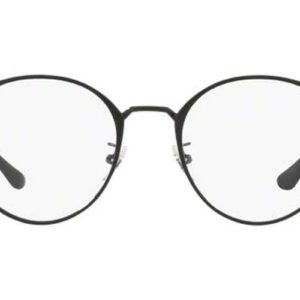 Ray-Ban RX6378F Low Bridge Fit Round Prescription Eyeglass Frames, Matte Black On Black/Demo Lens, 51 mm