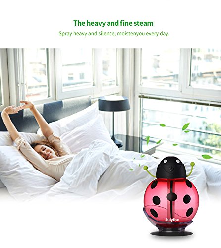 Julyfox Portable Cool Mist Humidifier 260ml Aroma Essential USB Powered Beatles Unique Outlook(Red)